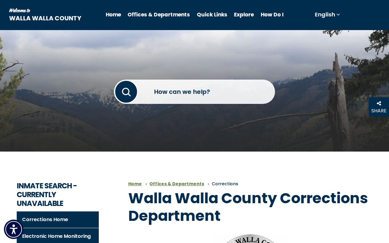 Walla Walla County Corrections criminal history services