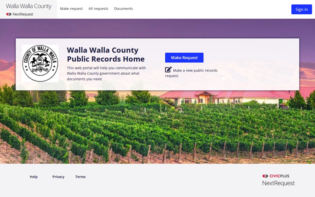 NextRequest access to Walla Walla County criminal records