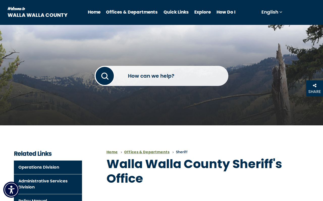 Walla Walla County sheriff criminal records office